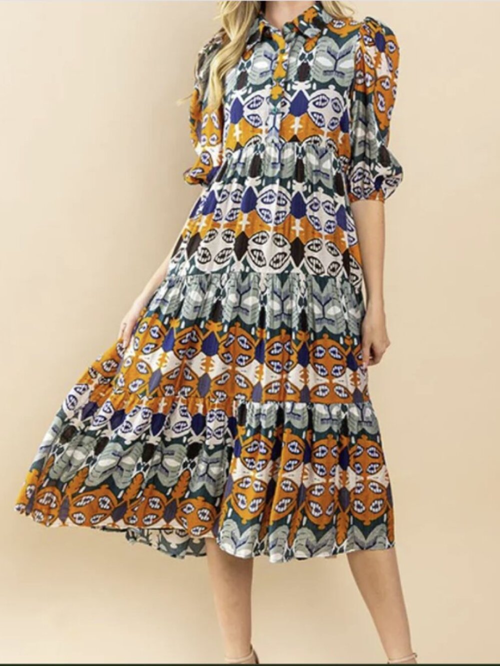 TCEC Button Down Front Maxi Dress Boho Summer style